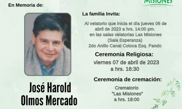 Fallece el reconocido periodista boliviano, José Harold Olmos Mercado